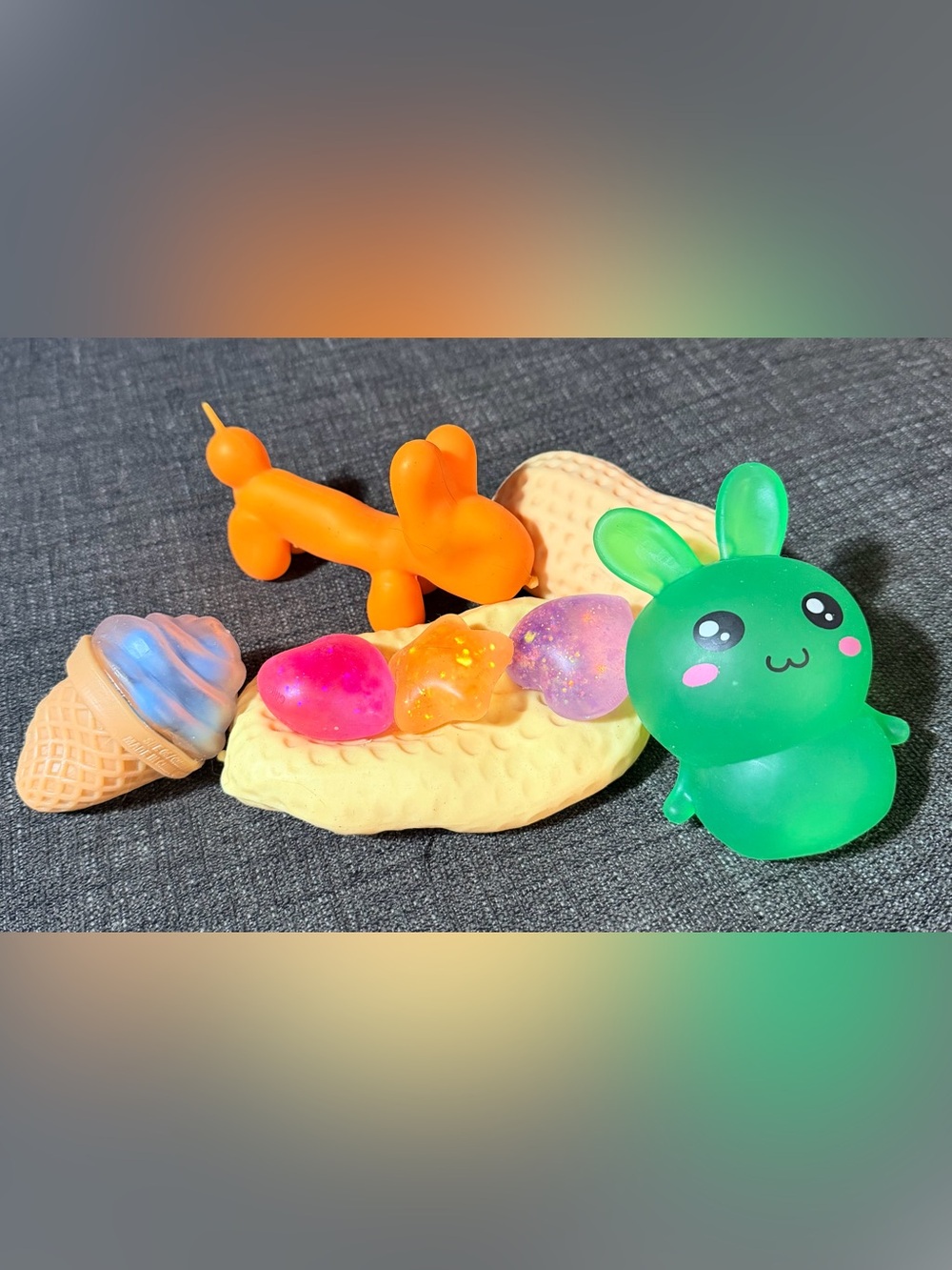 Kids Sensory Squishy Toys - Orange and Multicolor Gel Pieces